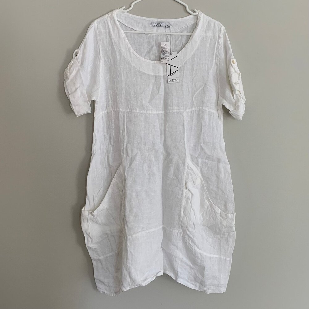Vasna White Linen Oversized Dress